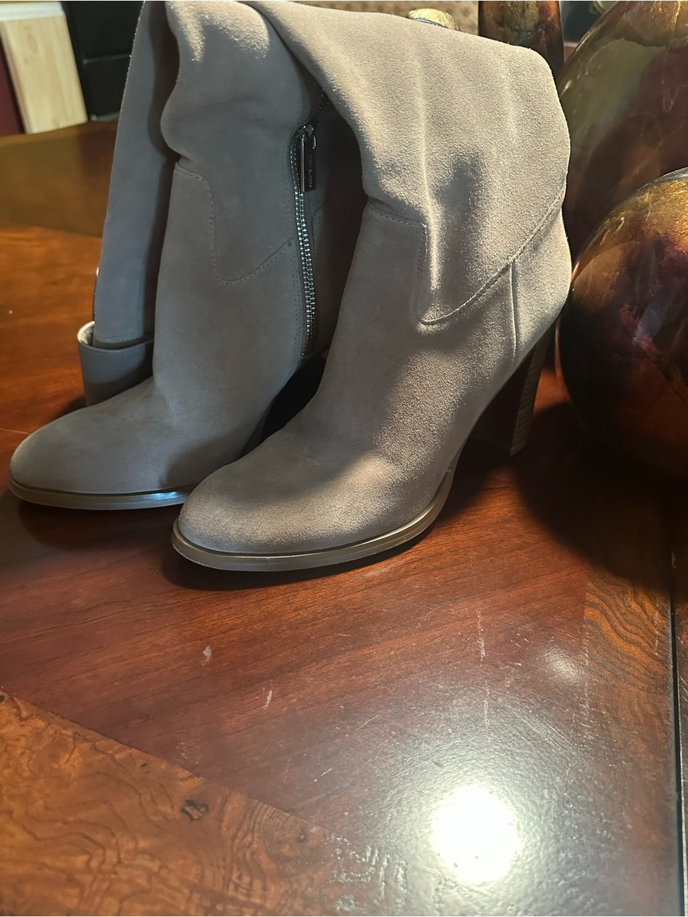 Michael Kors Taupe Suede Over-the-Knee Block Heel Boots - Picture 2 of 3